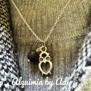 Lava owl charms silver necklace